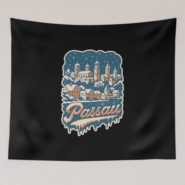 Item preview, Passau Bavaria Christmas Market Winter Illustration designed and sold by Boogosh.