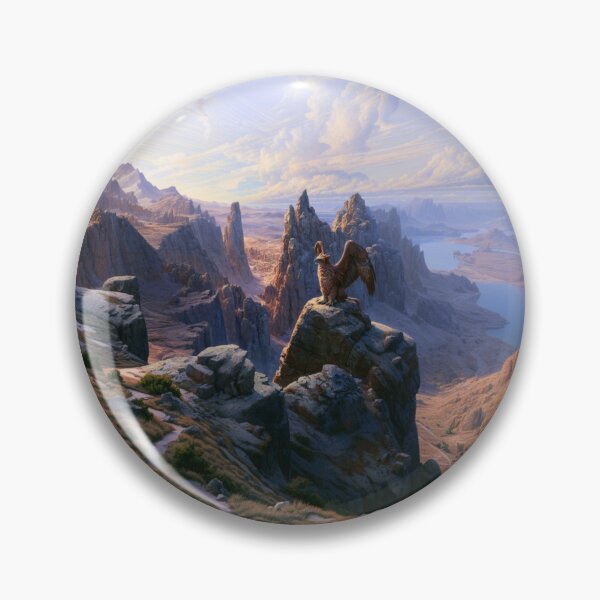 Item preview, A fierce Griffin perched atop towering cliffs overlooking a vast kingdom, Fantasy & Mythological Creatures designed and sold by CDC40.
