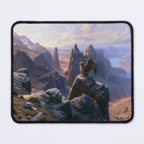 Item preview, A fierce Griffin perched atop towering cliffs overlooking a vast kingdom, Fantasy & Mythological Creatures designed and sold by CDC40.