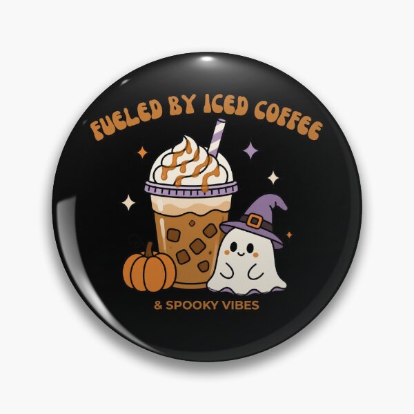 Item preview, Fueled By Iced Coffee And Spooky Vibes Cute Ghost Halloween Sticker designed and sold by wildsilencee.