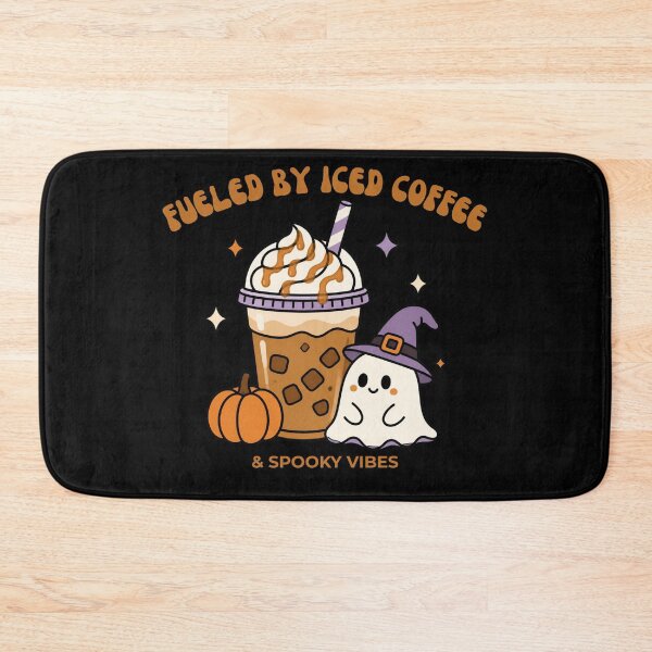 Item preview, Fueled By Iced Coffee And Spooky Vibes Cute Ghost Halloween Sticker designed and sold by wildsilencee.