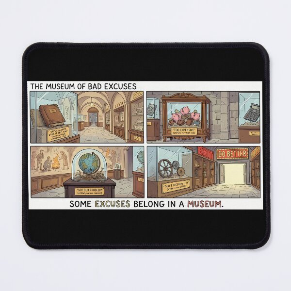 Item preview, The Museum of Bad Excuses – Comic Illustration designed and sold by Mianku | Für das Leben.