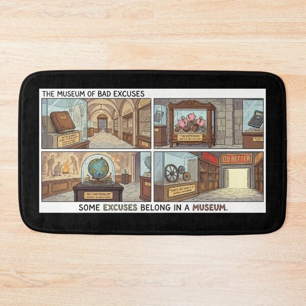 Item preview, The Museum of Bad Excuses – Comic Illustration designed and sold by Mianku | Für das Leben.
