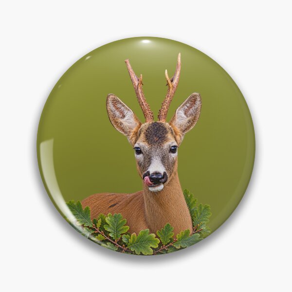 Item preview, Playful Roe Buck with Green Oak Leaves designed and sold by Medve Photography & Design.