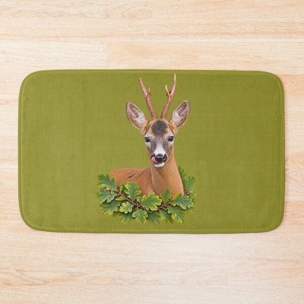 Item preview, Playful Roe Buck with Green Oak Leaves designed and sold by Medve Photography & Design.