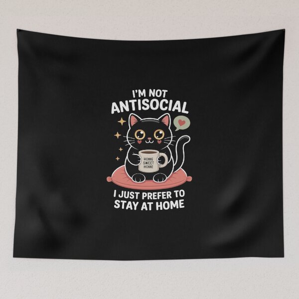Item preview, I'm Not Antisocial Black Cat – Funny Introvert Homebody Art designed and sold by jkrphoto.