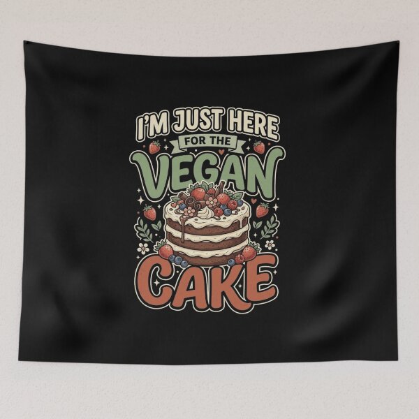Item preview, I’m Just Here For The Vegan Cake– Funny Vegan Plant Based Food Lover designed and sold by AmeliaShirts.