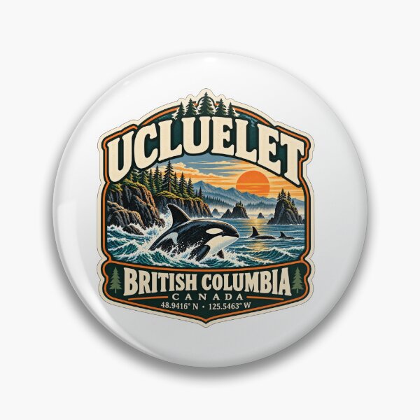 Item preview, Ucluelet British Columbia Orca – Vintage Pacific Coast Travel Badge designed and sold by ChicClicker.