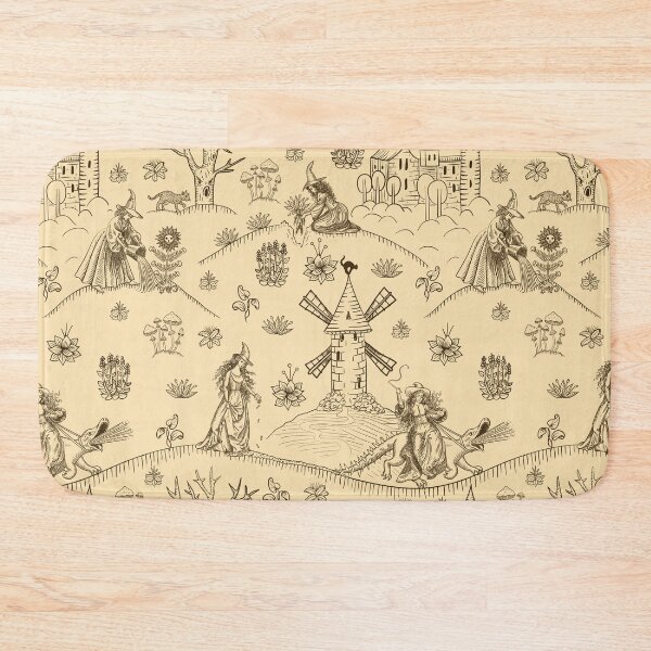 Item preview, Vintage Halloween Witch Toile de Jouy with Antique Engraving Style designed and sold by Sveta Aho.