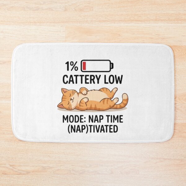 Item preview, Sleeping Cat Low Battery Funny Lazy Kitten designed and sold by IslaTienda.