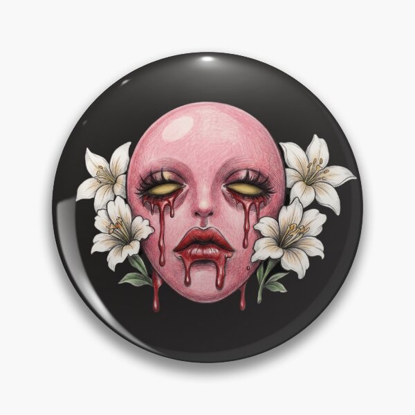 Item preview, Surreal Pink Face with Crying Blood and White Lilies designed and sold by LujziWorld.
