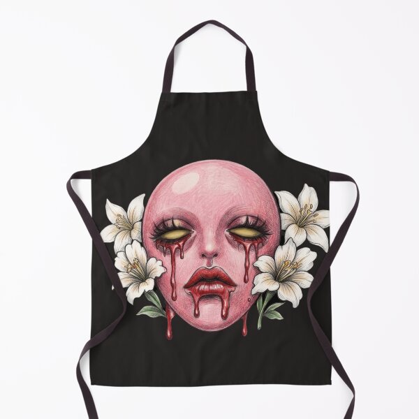 Item preview, Surreal Pink Face with Crying Blood and White Lilies designed and sold by LujziWorld.