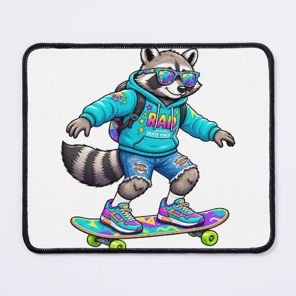 Item preview, Cool Skater Raccoon Retro 90s Rad Skate Vibes Streetwear designed and sold by Picasoshop2.