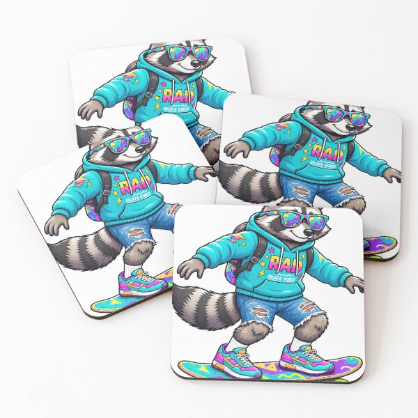 Item preview, Cool Skater Raccoon Retro 90s Rad Skate Vibes Streetwear designed and sold by Picasoshop2.