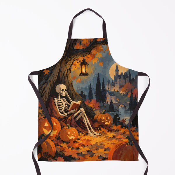 Item preview, Cozy Skeleton Reading Book by Moonlit Castle Halloween Art designed and sold by GrinGalore.