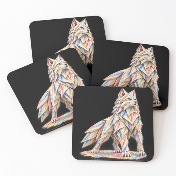 Item preview, White Wolf Origami Art – Geometric Paper Wolf | PLUSHIWORLD designed and sold by PLUSHIWORLDtm.