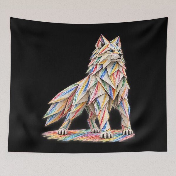 Item preview, White Wolf Origami Art – Geometric Paper Wolf | PLUSHIWORLD designed and sold by PLUSHIWORLDtm.
