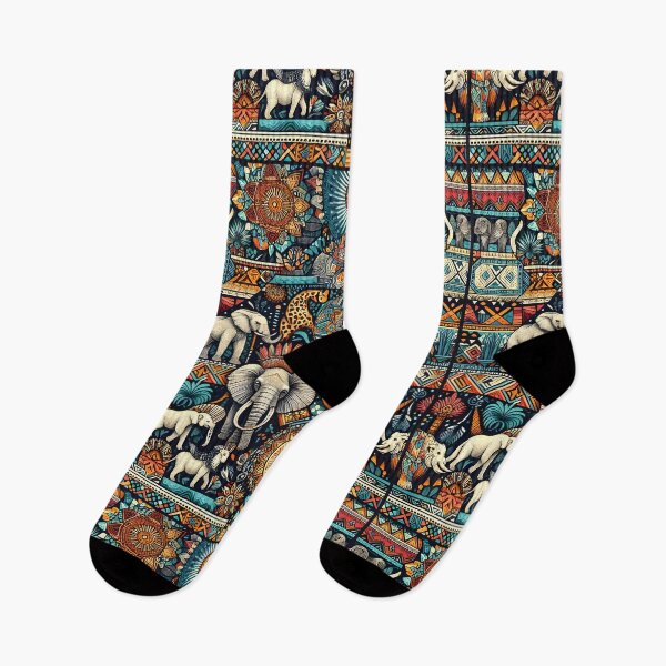 Item preview, Safari Wildlife Mosaic – Elephants & Big Cats Geometric Art designed and sold by Apex Designs.