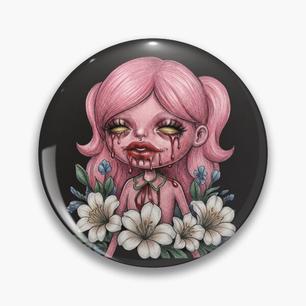 Item preview, Pink Gothic Doll - Creepy Cute Girl with Lilies designed and sold by LujziWorld.
