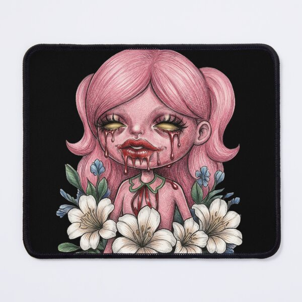 Item preview, Pink Gothic Doll - Creepy Cute Girl with Lilies designed and sold by LujziWorld.
