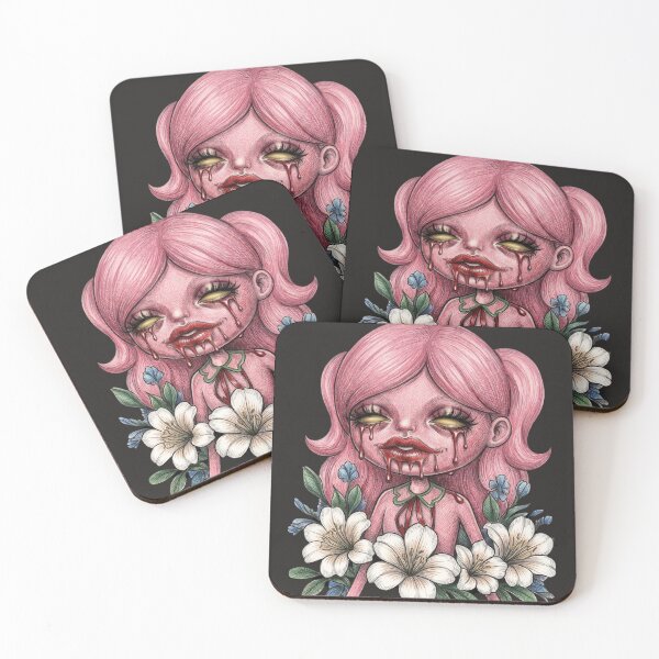 Item preview, Pink Gothic Doll - Creepy Cute Girl with Lilies designed and sold by LujziWorld.