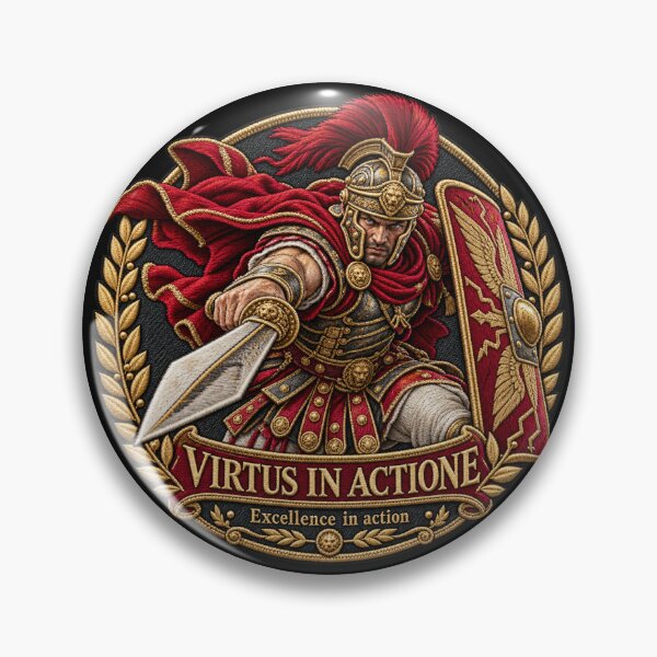 Item preview, Roman Warrior Embroidery – Virtus in Actione Latin Motto designed and sold by Emoji Emblems.