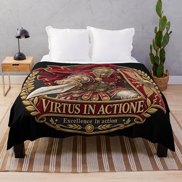 Item preview, Roman Warrior Embroidery – Virtus in Actione Latin Motto designed and sold by Emoji Emblems.