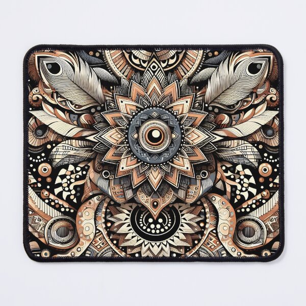 Item preview, Ornamental Feather Mandala – Earthy Geometric Abstract Art designed and sold by Apex Designs.