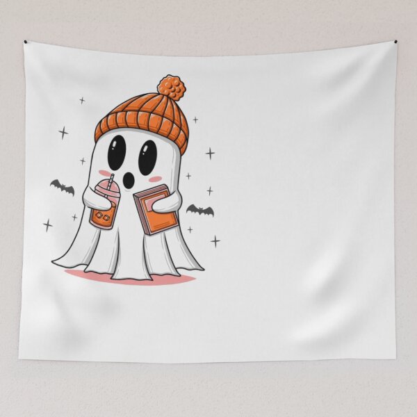 Item preview, Cute Ghost Book Lover Iced Coffee Beanie Fall Halloween Bookish Spooky Season 2026 designed and sold by ghanagjkiyf.