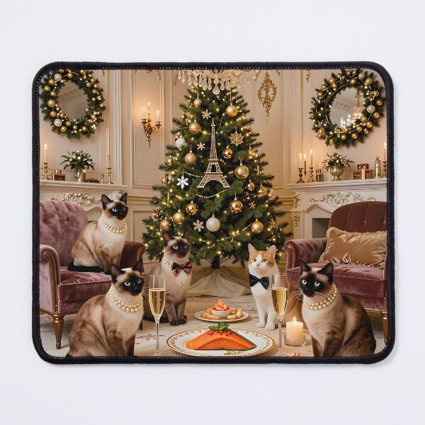 Item preview, Elegant French Cats with Christmas Seafood Feast designed and sold by Sybille-Yates.