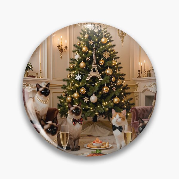 Item preview, Elegant French Cats with  Christmas Seafood Feast designed and sold by Sybille-Yates.