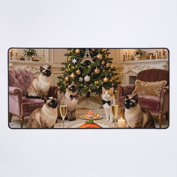 Item preview, Elegant French Cats with Christmas Seafood Feast designed and sold by Sybille-Yates.