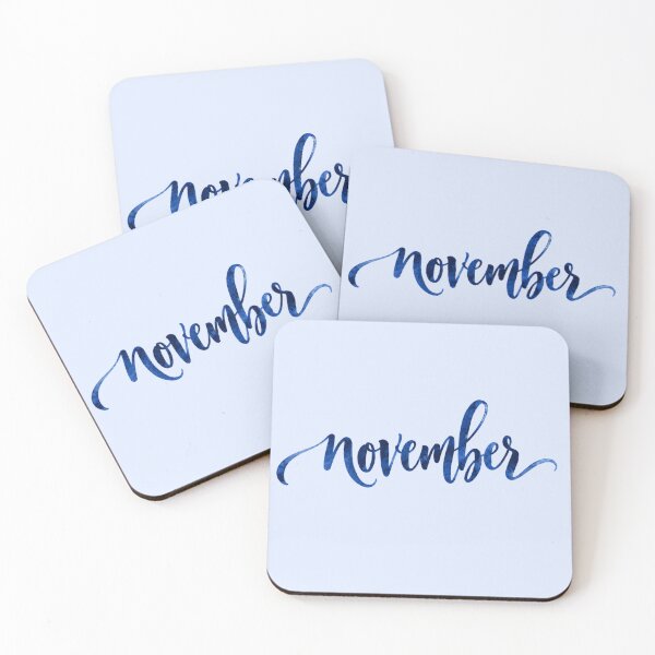 Item preview, November in Blue Watercolor Calligraphy designed and sold by Fun In The Sun .