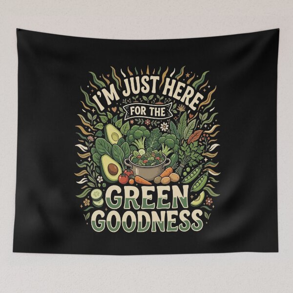Item preview, I’m Just Here For The Vegan Green Goodness– Funny Vegan Plant Based Food Lover designed and sold by AmeliaShirts.