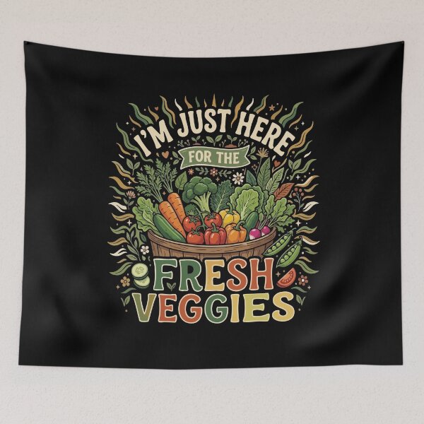 Item preview, I’m Just Here For The Vegan Fresh Veggies– Funny Vegan Plant Based Food Lover designed and sold by AmeliaShirts.