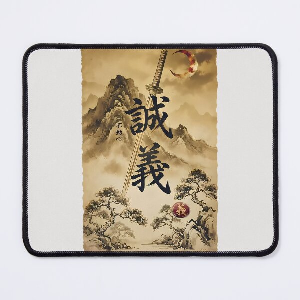 Item preview, Vintage Japanese Katana Mountain Scroll In Sepia designed and sold by Alexdreamerart.