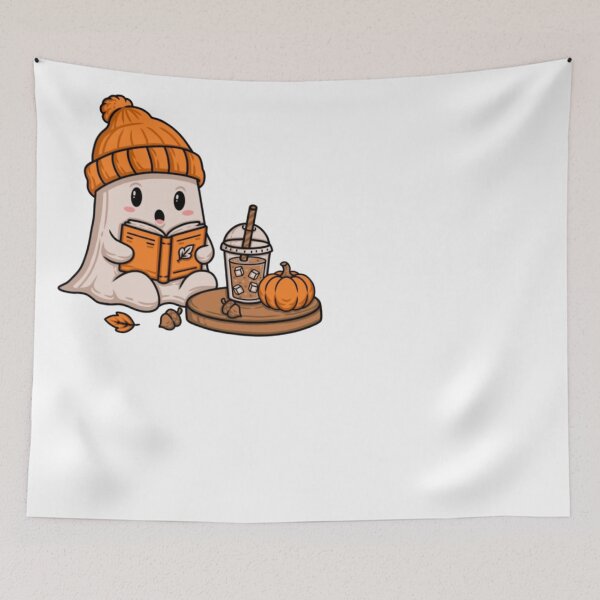 Item preview, Cute Ghost Beanie Iced Coffee Book Lover Fall Halloween Bookish Cozy designed and sold by ghanagjkiyf.