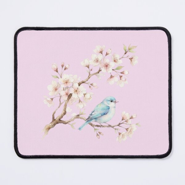 Item preview, Cute Blue Bird And Cherry Blossom Watercolor Art designed and sold by bvdesignart.