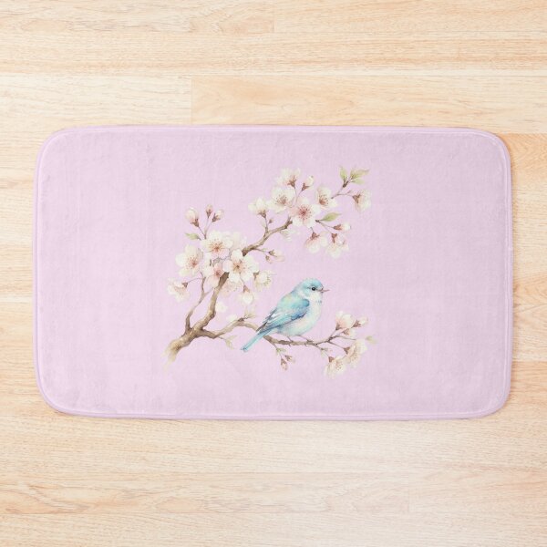 Item preview, Cute Blue Bird And Cherry Blossom Watercolor Art designed and sold by bvdesignart.