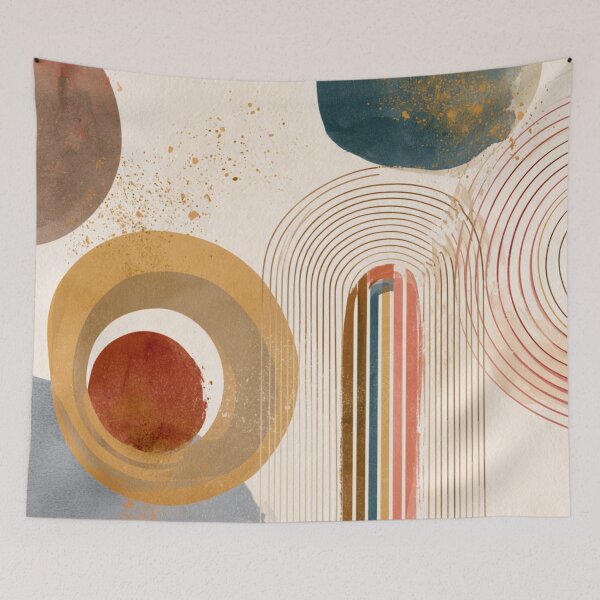 Item preview, Mid-Century Boho Watercolor Rainbow Arch - Geometric Circles Abstract Pattern designed and sold by GrinGalore.