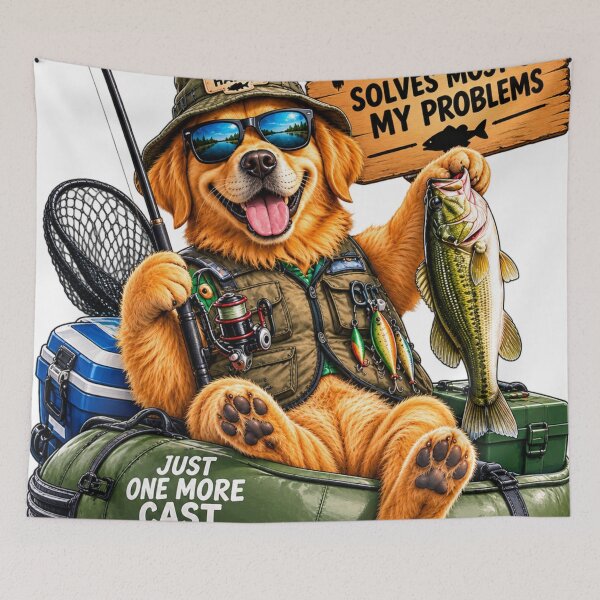 Item preview,  Funny Fishing Golden Retriever Dog – Fishing Makes Me Happy designed and sold by HSE1.