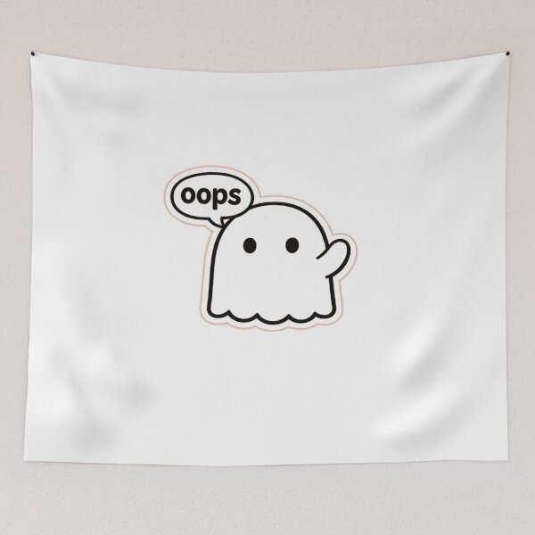 Item preview, Cute Ghost Oops Sticker Minimalist Waving Character Design designed and sold by Gopal Verma.