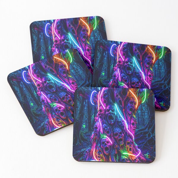 Item preview, SCREAMING NEON MASKED TREE designed and sold by NOIMION DIGITAL ART.
