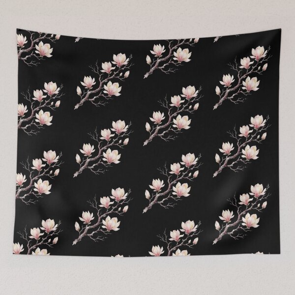 Item preview, Vintage Watercolor Pink Magnolia Branch Floral Art designed and sold by bvdesignart.