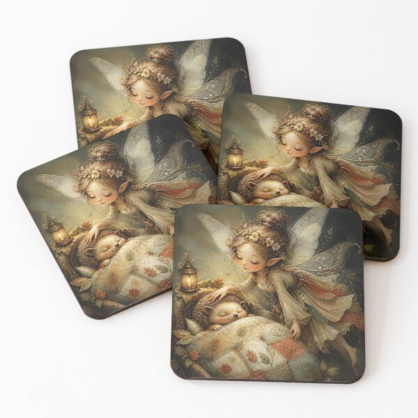 Item preview, Fairy Tucking In Sleepy Hedgehog designed and sold by sigmaartstudio.