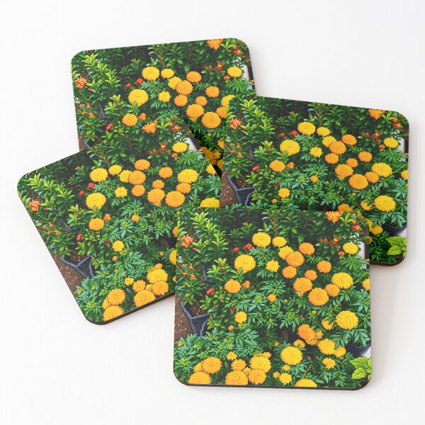 Item preview, Pixelated Marigolds Illustration Design  designed and sold by Domo-Design.