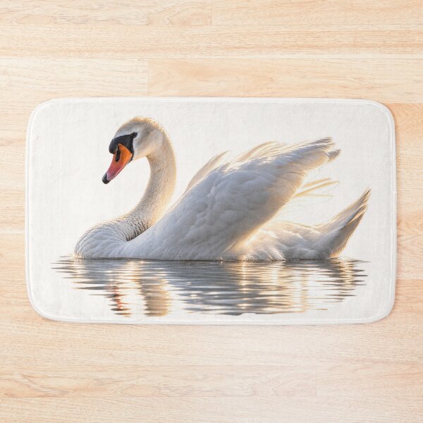 Item preview, Graceful White Swan with Golden Water Reflections designed and sold by Medve Photography & Design.