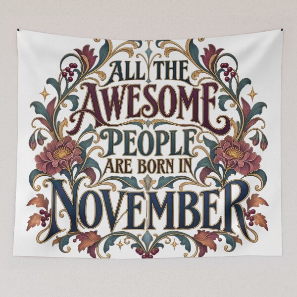 Item preview, Awesome People Are Born in November – Vintage Floral Design designed and sold by Fun In The Sun .
