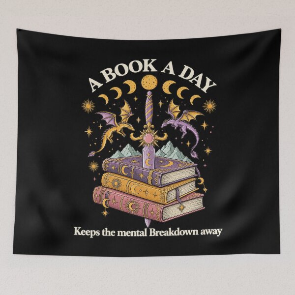 Item preview, A Book A Day Fantasy Dragon Sword Bookish Reader Graphic designed and sold by RamonaTeal.