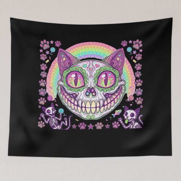 Item preview, Pastel Goth Rainbow Cat Skull - Creepy Kawaii Skeleton designed and sold by Retro Whiskers.